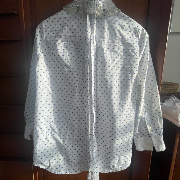 Marc Jacobs cotton shirt (raised blue spots) with silver detail - Picture 2 of 4
